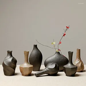 Vasen Kreative Keramik handgemachte Desktop-Dekoration kleine Blumenvase Home Retro Hydroponic japanischen Stil Zen LF328