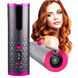 Irons Cordless Automatic Hair Curler Portable USB LCD Display Curling Iron Auto Ceramic Barrel Hair Curler Rotating Curling Wave Styer