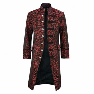 Gotycka nowa męska kurtka tylna tylna kurtka gotycka steampunk LG Sange Victorian Dr Kurtka Halen Casual Butt Clot 14S2#