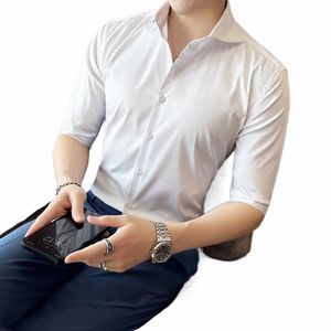 2023 Brand Clothing Men's Summer Casual Half Sleeve Shirts/Male Slim Fit High Quality Fi Dr Shirts Plus Size S-3XL k5J7#