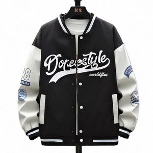 Männer Baseball Jacke Bomber Jacken Herbst Winter Kleidung Leder Hülse Dünne Cott Lose Übergroße Kleidung Casual Mäntel c70Z #