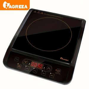 Placa quente para fogão de indução portátil IAGREEA 5 níveis de temperatura, temporizador, desligamento automático, display LED, detecção automática de panela, trava de segurança para crianças - revolucione seu