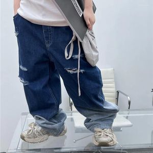 Trousers Children Clothing Boys Denim Pants 2024 Spring And Summer Jeans American Retro Style Gradually Fashion