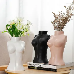 VASES NORDICシミュレーション人体アートセラミック花瓶の装飾品ホームリビングルームデスクトップ図クラフトコーヒーテーブル家具装飾