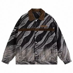 2023 New Vintage Denim Jacket Wed Design Loose Harajuku Men's Spring Autumn High Street Fi Unisex Patchwork Cowboy Coats D9M1#