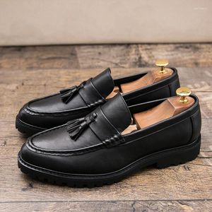 Casual Shoes Fashion Brand Office Business Men's Loafers Massage Soles Classic Brown Low Top mångsidig gratis leverans