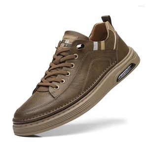 Casual Shoes Spring Autumn Cow Leather Causal Sneakers For Men Fashion Designer Sports Male Solid Color Board Man