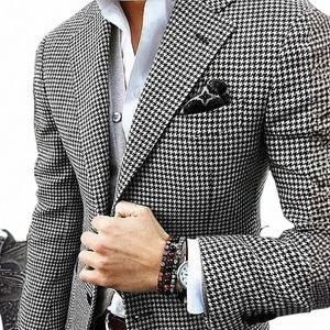 Blazer de casamento xadrez para homens entalhado lapela terno jaqueta 2024 Fi casaco formal em estoque d4Xu #