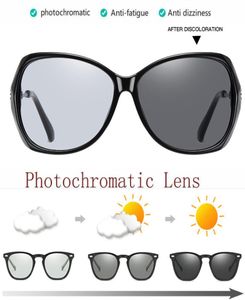 Óculos de sol polarizados pocromáticos femininos, grandes dimensões, piloto, preto, rosa, roxo, marrom, mudança de cor, lente camaleão 3604921