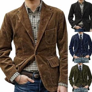 2024 autunno inverno uomo cappotto giacche di velluto a coste abiti casual con spalline Fi risvolto Lg-maniche lunghe modelli di giacca o9XV #