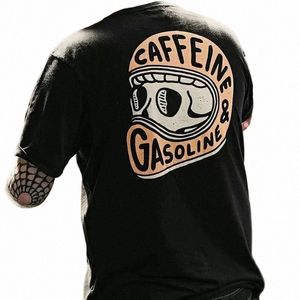 القوطية harajuku راكب الدراجة النارية الجرافيك tshirts men cott fi الأكمام قصيرة الأكمام قمم الظلام الشرير الجماجم الرجع