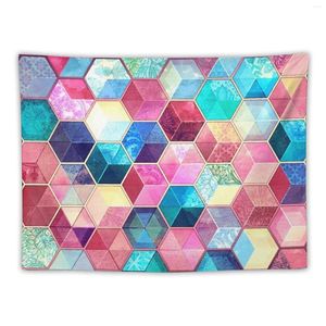 Tapestries Topaz & Ruby Crystal Honeycomb Cubes Tapestry Bedroom Decorations For Your House