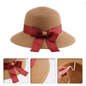 Breite Krempe Hüte Frauen Sommer Strand Hut Frauen Kappe Weibliche Casual Panama Stroh Sonne Dame Bowknot Mädchen S1W5