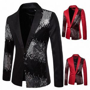 men's Two-color Sequins Dr Suits Slim Fit Nightclub DJ Tuxedo Casual Single Butt Host Stage Show Singer Blazers Men Costume B30S#