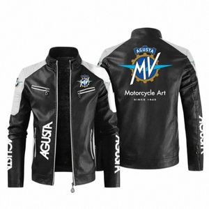 2023 neue Winter Herren Mv Agusta Motorrad Logo Jacke Fi Motorrad Zipper Jacke Outwear Warm Halten Leder Mann Mantel i4J6 #