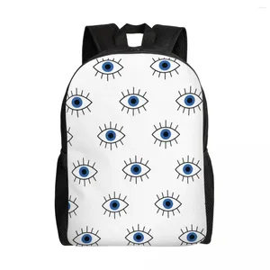 Zaino carino blu blu turco malvagio laptop da donna da uomo casual book book per studenti universitari nazar amulet boho borse