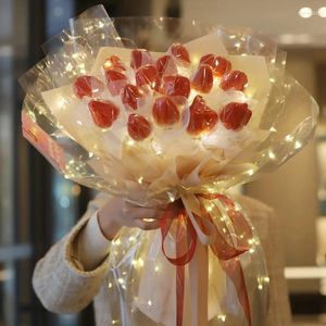 Confezione regalo Carta luminosa a LED trasparente Fiore impermeabile Bouquet floreale Confezione di carte da imballaggio in cellophane trasparente Fai da te