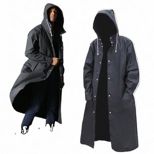 Vattentät LG Black Raincoat Men Rain Coat Hooded Trench Jacket utomhus vandringstur regnkläder vuxna j6lz#