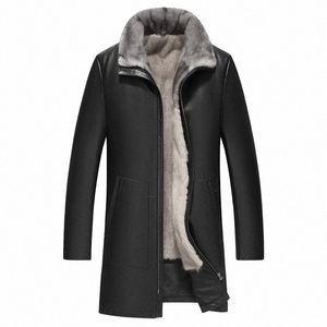 mens Real Fur Coat Mid-length Genuine Leather Jacket Men Mink Fur Liner Coats Casual Men's Clothing Cow Leather Coat Ropa Hombre w8fJ#