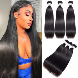 Brazilian Hair Bundles Straight Human Hair Weave Bundles Remy Hair Extension Natural Black 1/3/4 Pcs 8-40 Inches