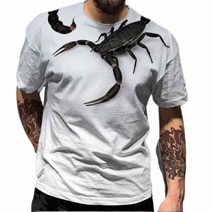 Animal Scorpi 3d 인쇄 대형 T 셔츠 Y2K 옷 남자 의류 짧은 소매 힙합 티셔츠 남자 스트리트웨어 탑 체육관 Tee a0ph#