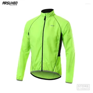 Racingjackor Arsuxeo Men Cycling Windbreaker Wind Jacket Windproof Waterproof Mountain Bike MTB Kläder Reflekterande cykelrock 013