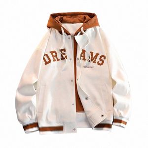 Högkvalitativ varsity Baseball Uniform Jacket Mäns Autumn New Trendy Brand All-Match Student Hooded Jacket Plus Size Coats Women B8ra#