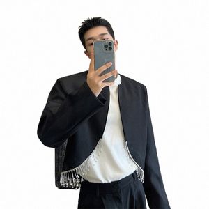 iefb корейский стиль роскошные куртки мужские нишевые дизайн Rhineste кисточка сексуальная одежда 2023 осенний тренд новая мужская верхняя одежда 9C3384 p27E #