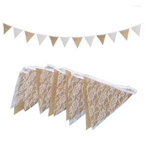 Decoração de festa 6m 24 bandeiras casamento banner fundo pogal adereços serapilheira renda bunting aniversário natal