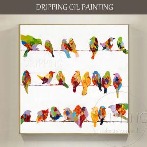 Calligraphy Professional Artist Handpanted High Quality 24 Birds Oil Målning på duk Moderna djurfåglar Oilmålning för vardagsrum