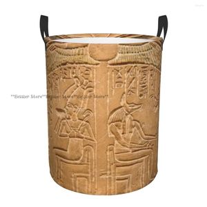 Tvättpåsar korg egyptiska hieroglyfer på väggstenens ytskript Konst vikta smutsiga kläder leksaker förvaring hink hushåll