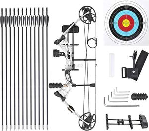Bow Arrow Archery Compound Bow Set 31 Carbon Arrow 20-70lbs Adjustable Pulley Bow 340FPS Arrow Speed For Outdoor Hunting Shooting yq240327