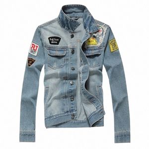 2020 Luxury Mens Denim Jackets Fi Hole Jeans Jacket Mens Cott Outwear Jackets Coat Lg Sleeve Male Clothing Size 3XL 50 J4kz#