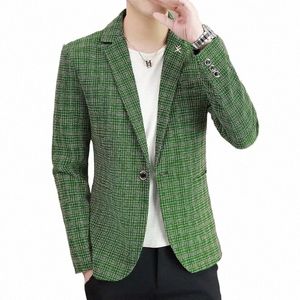 2024-hög kvalitet blazer mäns brittisk stil elegant fi high-end enkel butik party busin casual gentleman slim coat t1zs#