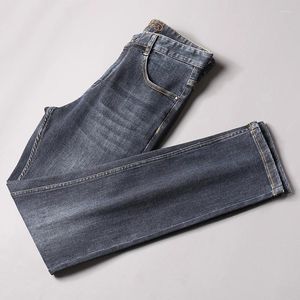 Mäns jeans 2024 Hösten/vinter tjock för höst och vinter all-match fashionabla casual bomulls bekväm stretch emb