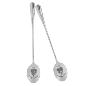 Spoons 2 Pcs Birthday Gift Spoon Happy 18th Fruit Dessert Stainless Steel Pudding Year Old Lovers