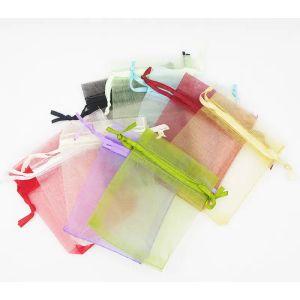 100pcs Organza Drawstring Bags Jewelry Pouches Gift Wrap Wedding Christmas Party Favor Packing Bag 7x9 cm ( 2.75x3.5 inch) Multi Colors LL