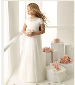 НОВЫЕ классические платья принцессы с короткими рукавами и рюшами, милые платья с цветочным узором для маленьких девочек9578202