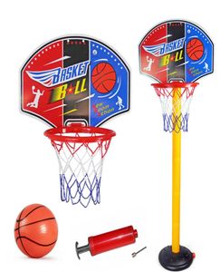 Basketballkorb-Set für Kinder, verstellbar, tragbar, Basketballständer, Sportspiel, Spielset, Netzball und Luftpumpe, Kleinkind, Baby, Sport1818861