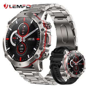 Watches Lemfo Falcon Watch for Men rostfritt stål sport smart klockor vattentäta 110+ sportlägen militär smartwatch bluetooth samtal