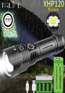 est 5000mAh 120 9-core LED Flashlight Zoom USB Rechargeable Most Powerful 99 90 Torch 18650 26650 Handheld Light 210608238H8287115