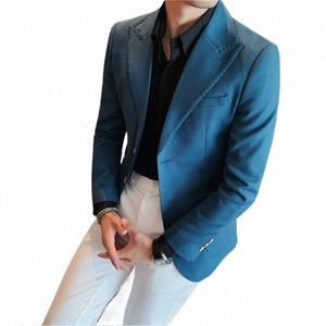 Nya blazrar för män Slim Fit Groom Wedding Jackets Pure Color Classic Mens Casual Suit Jacket Busin Leisure Tuxedo Dr D1TM#
