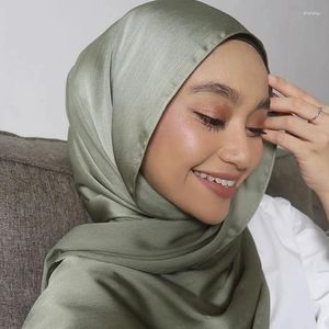 Sciarpe Piega Raso Chiffon Sciarpa Hijab Scialli Pianura Rughe Donne Musulmane Turbante Foulard di Seta di Colore Solido Lunga Scelta