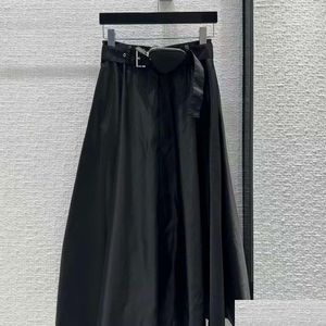 Saias saia para mulheres midi preto designer de moda highwaist com laço e zíper cintura saco a-line versão sml fz0306140 drop deliv otuaq