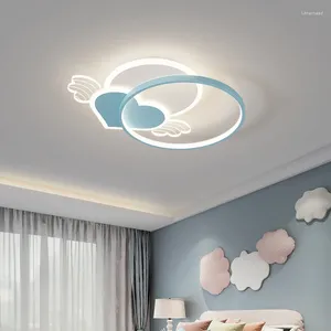 天井照明子供の部屋のためのouqi ledライトベビーベッドルームの勉強装飾ピンクブルー表面マウントモダンな備品
