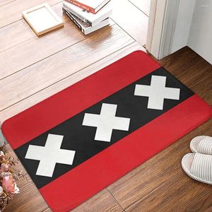 Bath Mats Amsterdam Flag Mat Red Velvet Soft Toilet For Shower Home Decor Non Slip Floor Custom DIY Bathroom Rug