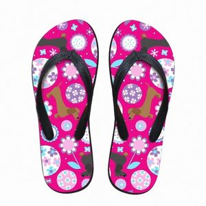 Slipare anpassade Dachshund Garden Party Brand Designer Casual Womens Home Slippers Flat Slipper Summer Flip Flops For Ladies Sandals K1oe#
