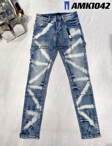 Designerskie dżinsy dla męskich spodnie Purple Jeansigh Street Hole Star Patch Męskie damskie haft haftowy rozciąganie Slim Fit Spoders Y2 444