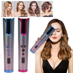 Ferros modelador de cabelo sem fio automático curling ferro elétrico conjunto display lcd modelagem ferramenta beleza rotação onda styer doméstico