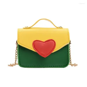 Shoulder Bags Fashion Love Heart Kids Girls Messenger Bag Leather Mini Handbags Color Matching Light Daily Small Travel